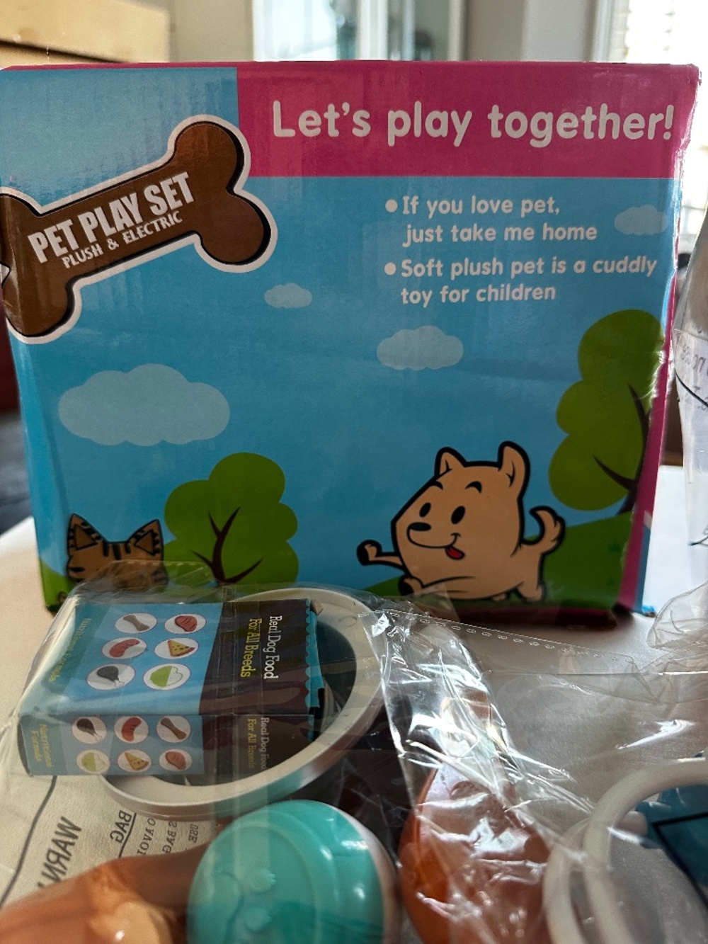 Kids Plush Puppy Pet Care Play Set Toy Dog Accessories Vet Pretend Play New - Picture 2 of 5